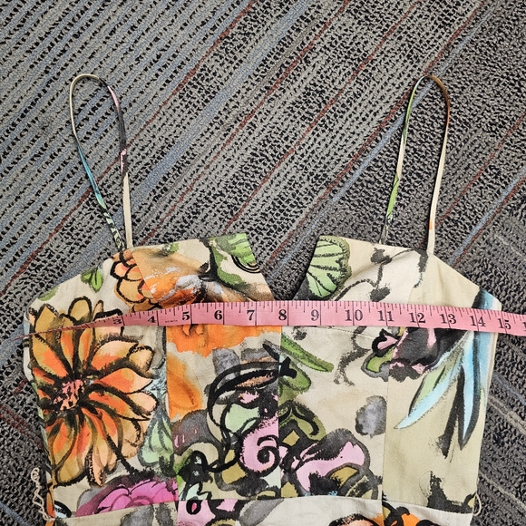 Floral Multicolor Spagthetti Strap Dress by Milly of New York Size 4. - Picture 6 of 10